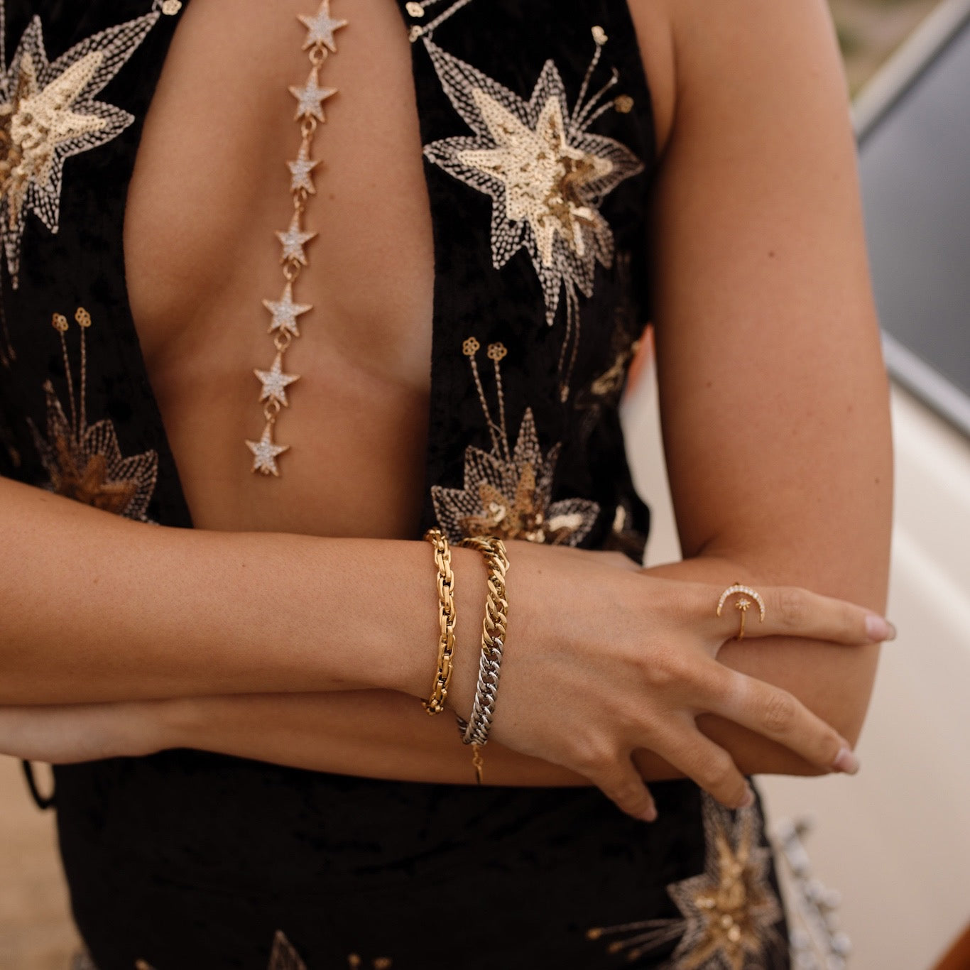 Two Toned Cuban Chain Bracelet