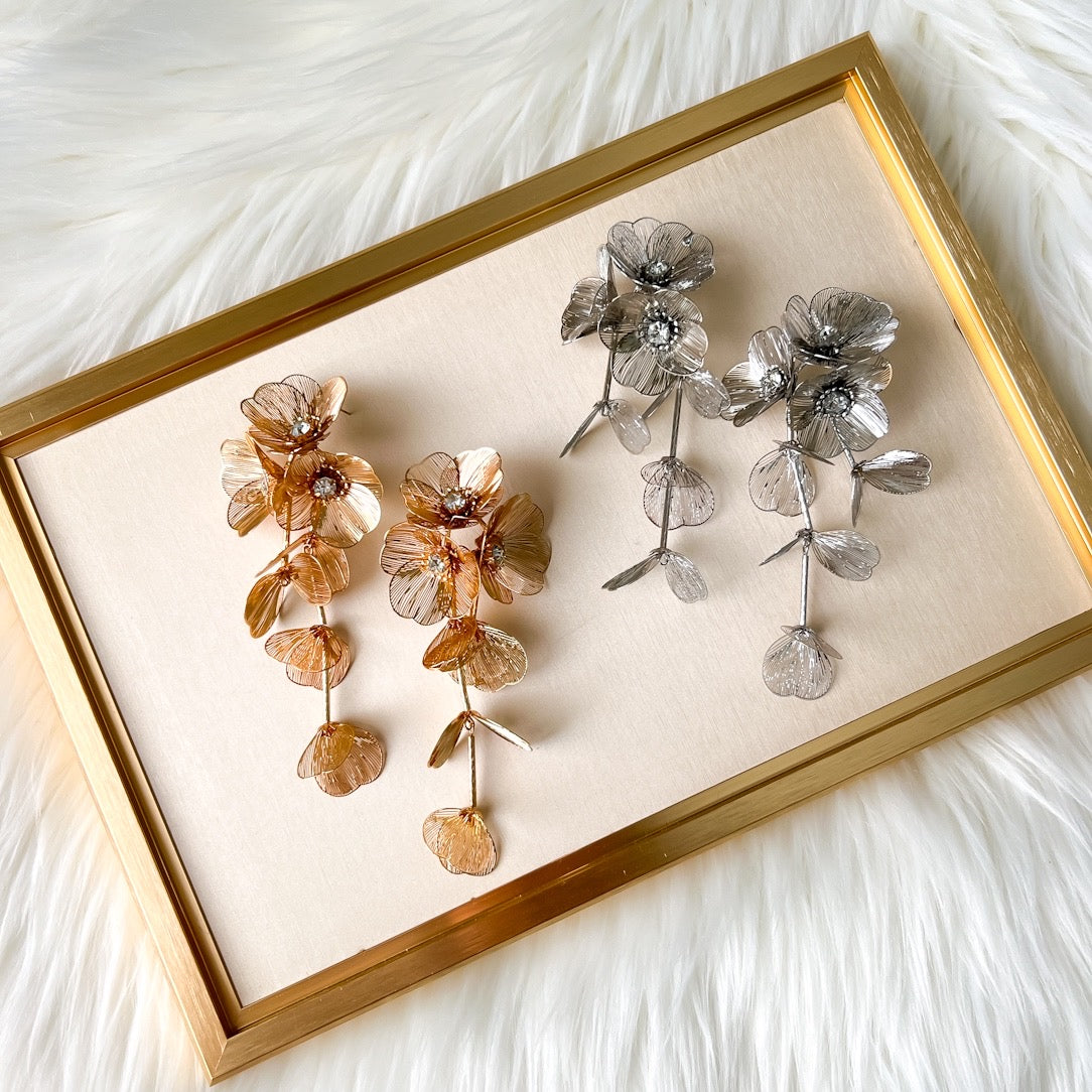 Golden Floral Statement Earrings - LAST CHANCE!