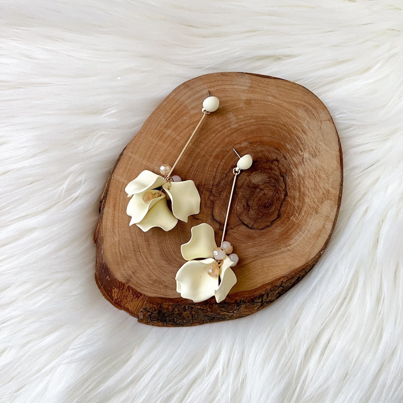 Vanilla Cream Petal Drop Earrings -  LAST CHANCE!