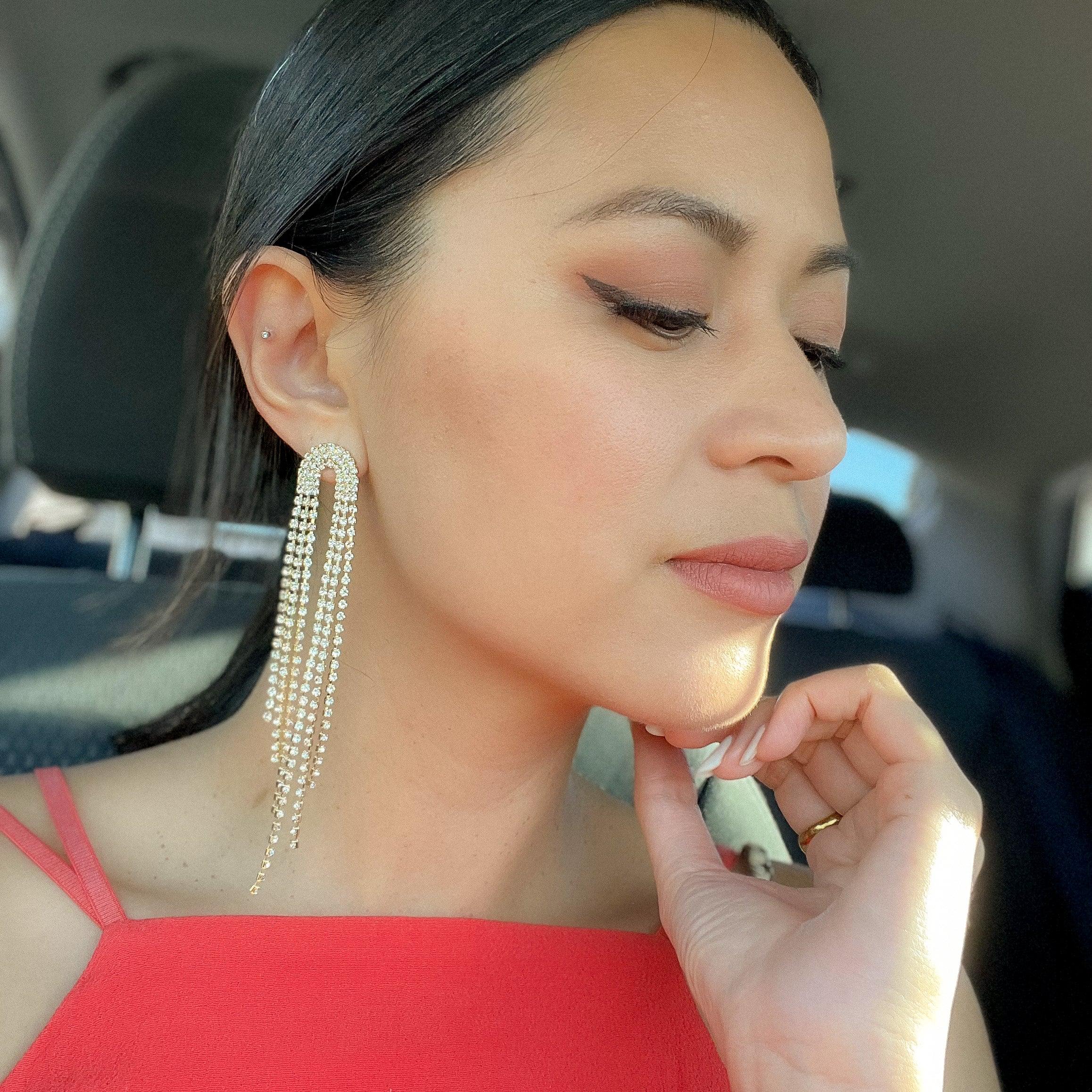 Rana Rhinestone Duster Earrings - LAST CHANCE!