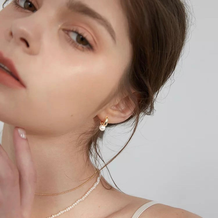 Amara Mini Pearl Huggies - LAST CHANCE