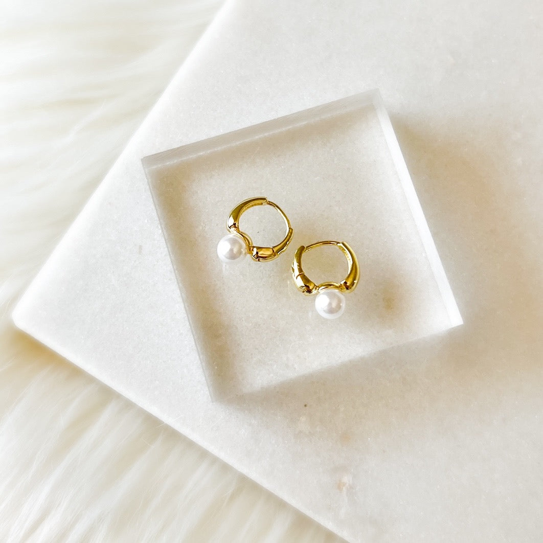 Amara Mini Pearl Huggies - LAST CHANCE