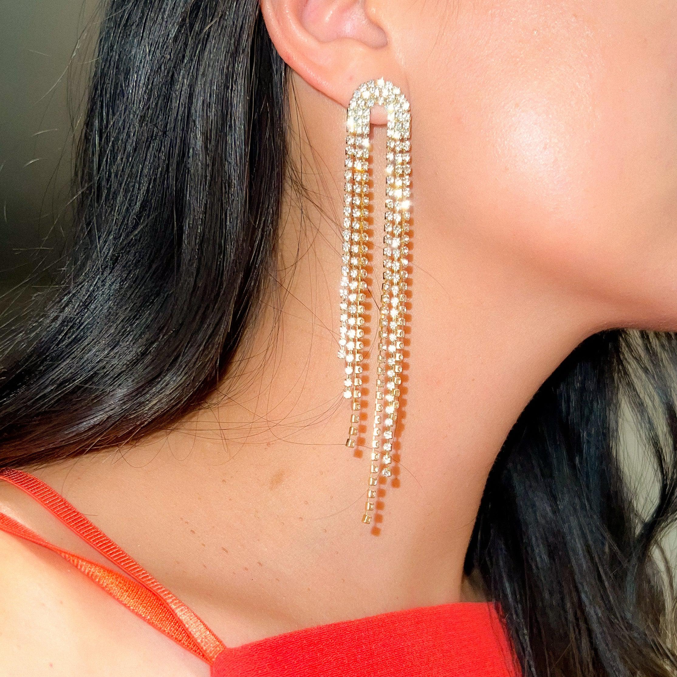 Rana Rhinestone Duster Earrings - LAST CHANCE!