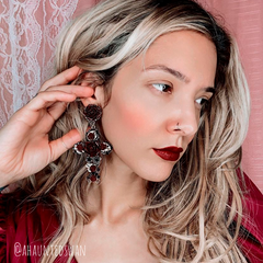 Cruz con Rosas Cross Earrings