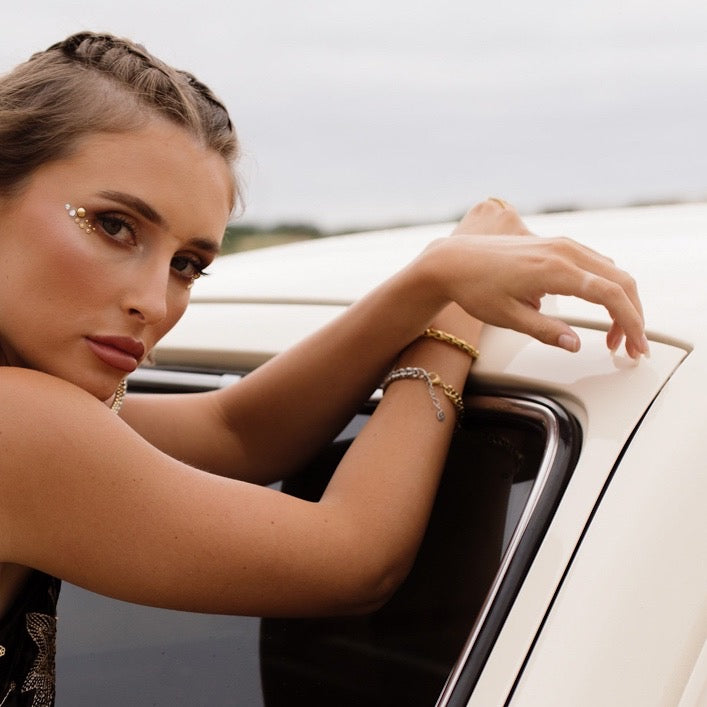 Two Toned Cuban Chain Bracelet