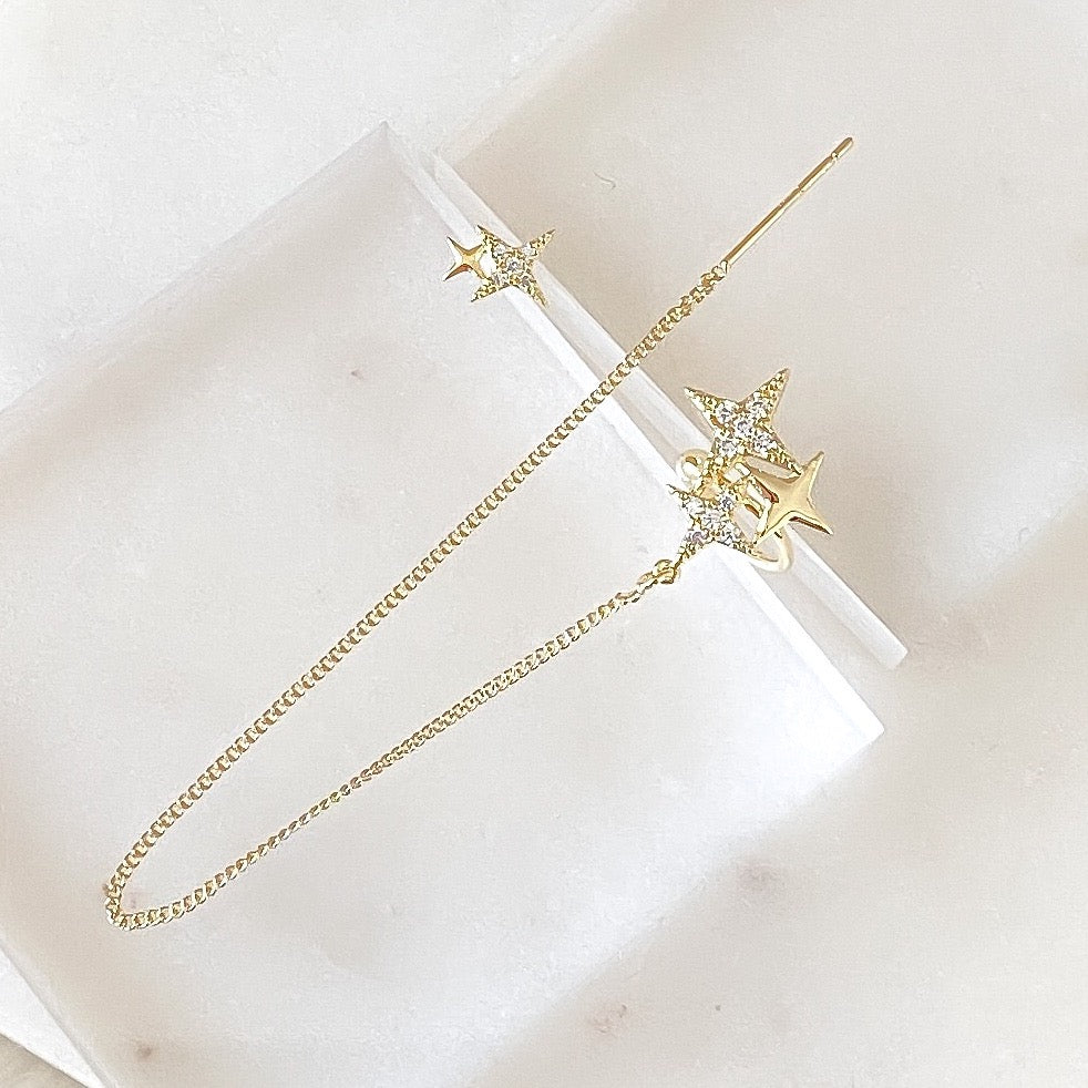 Noelle Star Chained Cuff + Stud Earrings