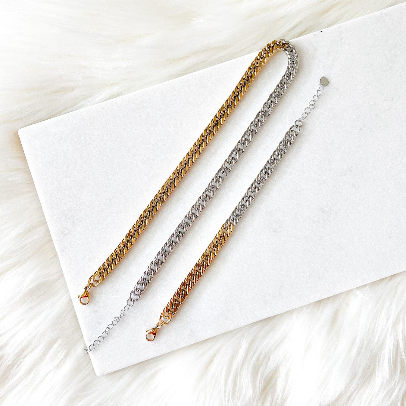 Two Toned Cuban Chain Bracelet