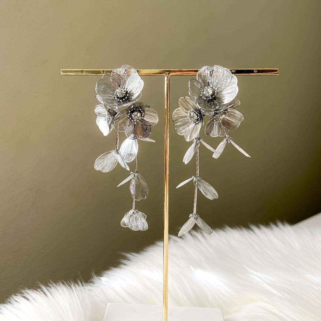 Golden Floral Statement Earrings - LAST CHANCE!