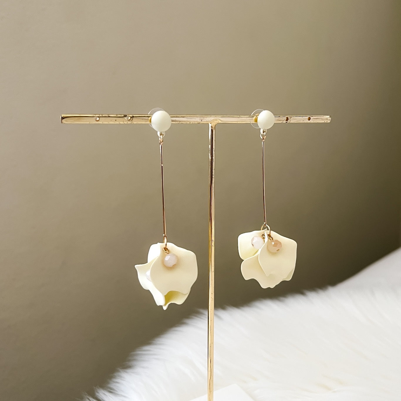 Vanilla Cream Petal Drop Earrings -  LAST CHANCE!