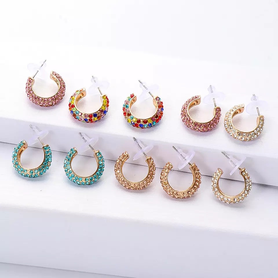 Stella Rhinestone Studded Hoop Earrings