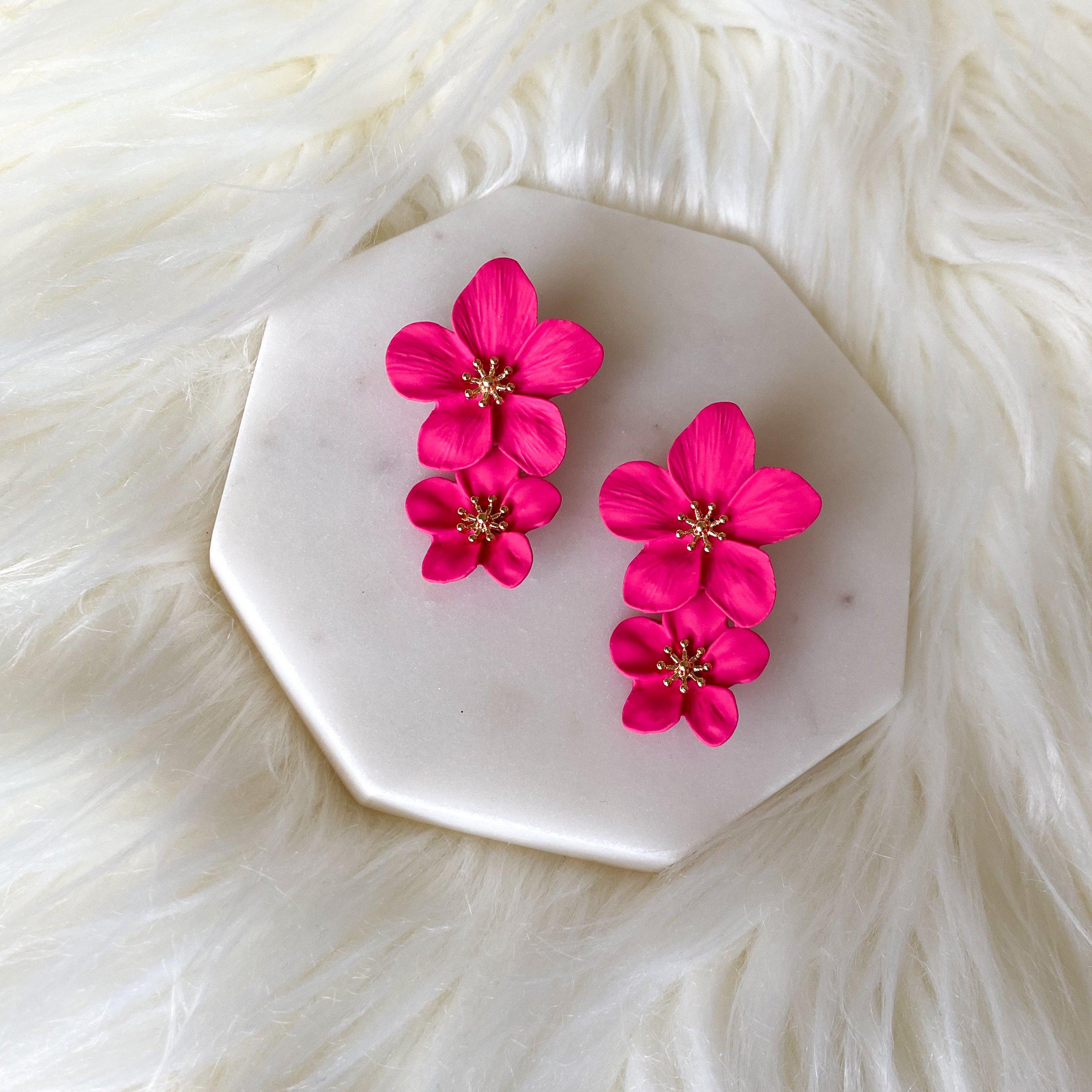 Hibiscus Flower Drop Earrings - LAST CHANCE!