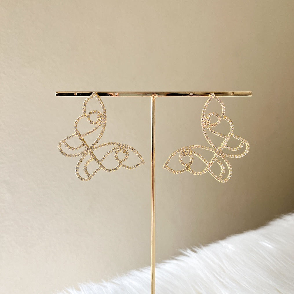 Rhinestone Butterfly Statement Earrings - LAST CHANCE!