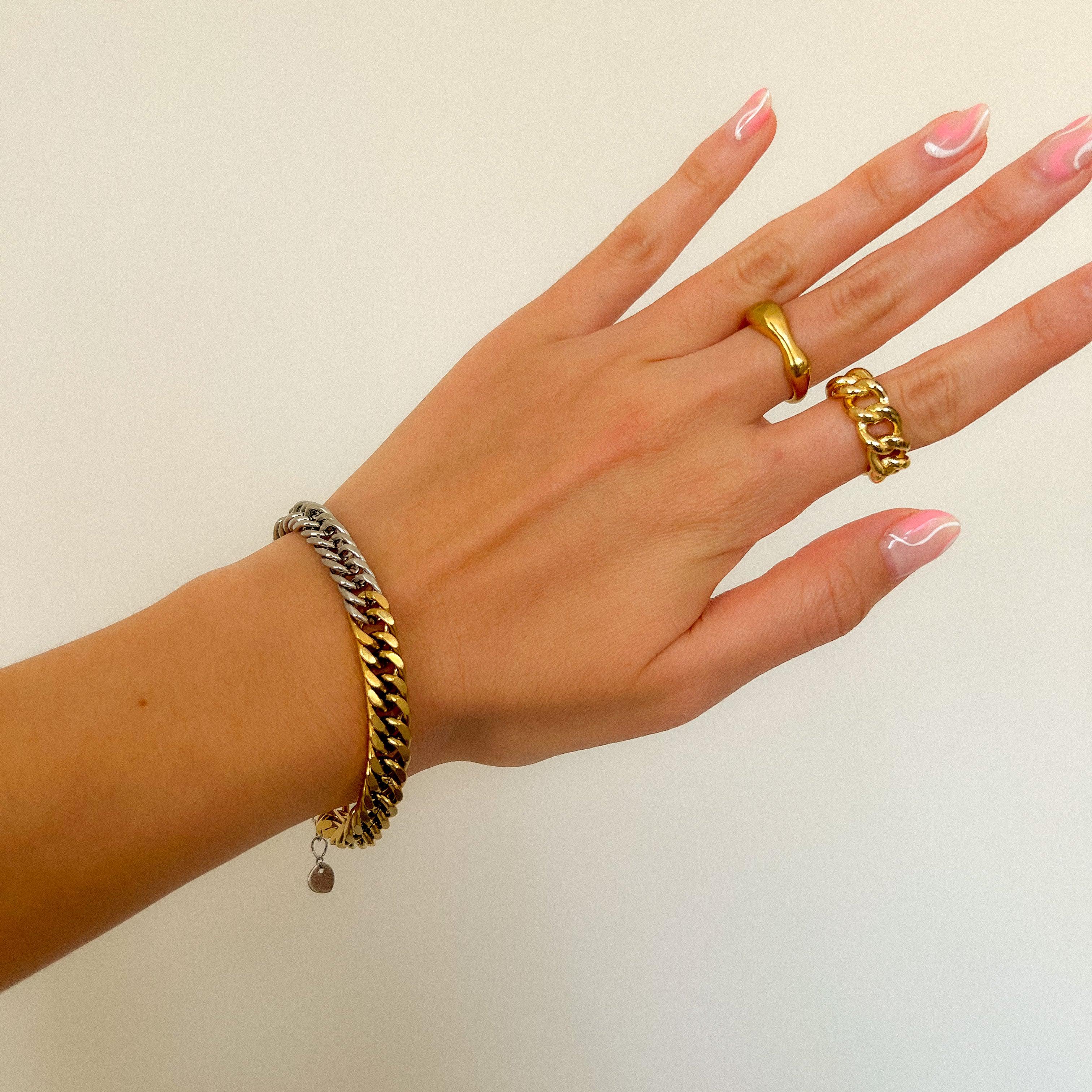 Two Toned Cuban Chain Bracelet