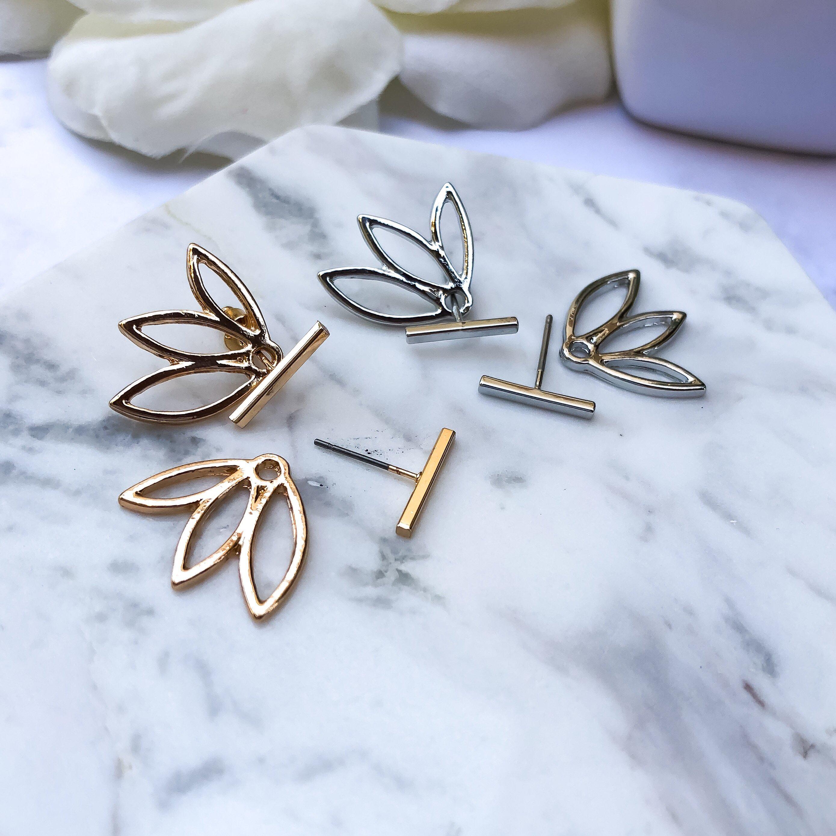 Flower Back Ear Jacket Earrings - LAST CHANCE!