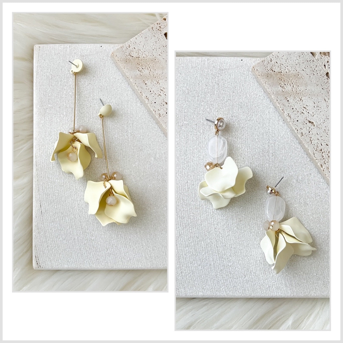 Vanilla Cream Petal Drop Earrings -  LAST CHANCE!