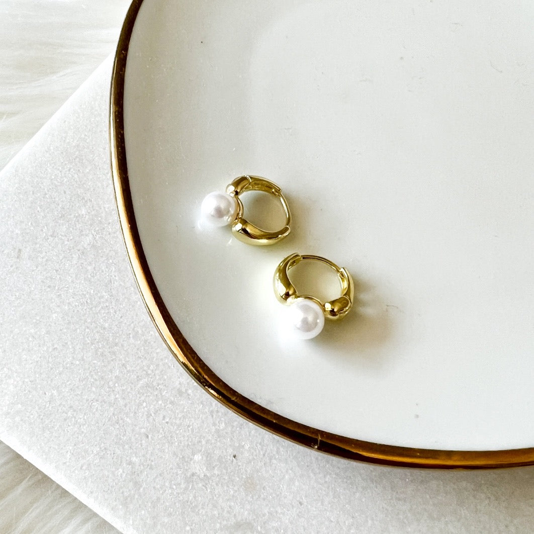 Amara Mini Pearl Huggies - LAST CHANCE