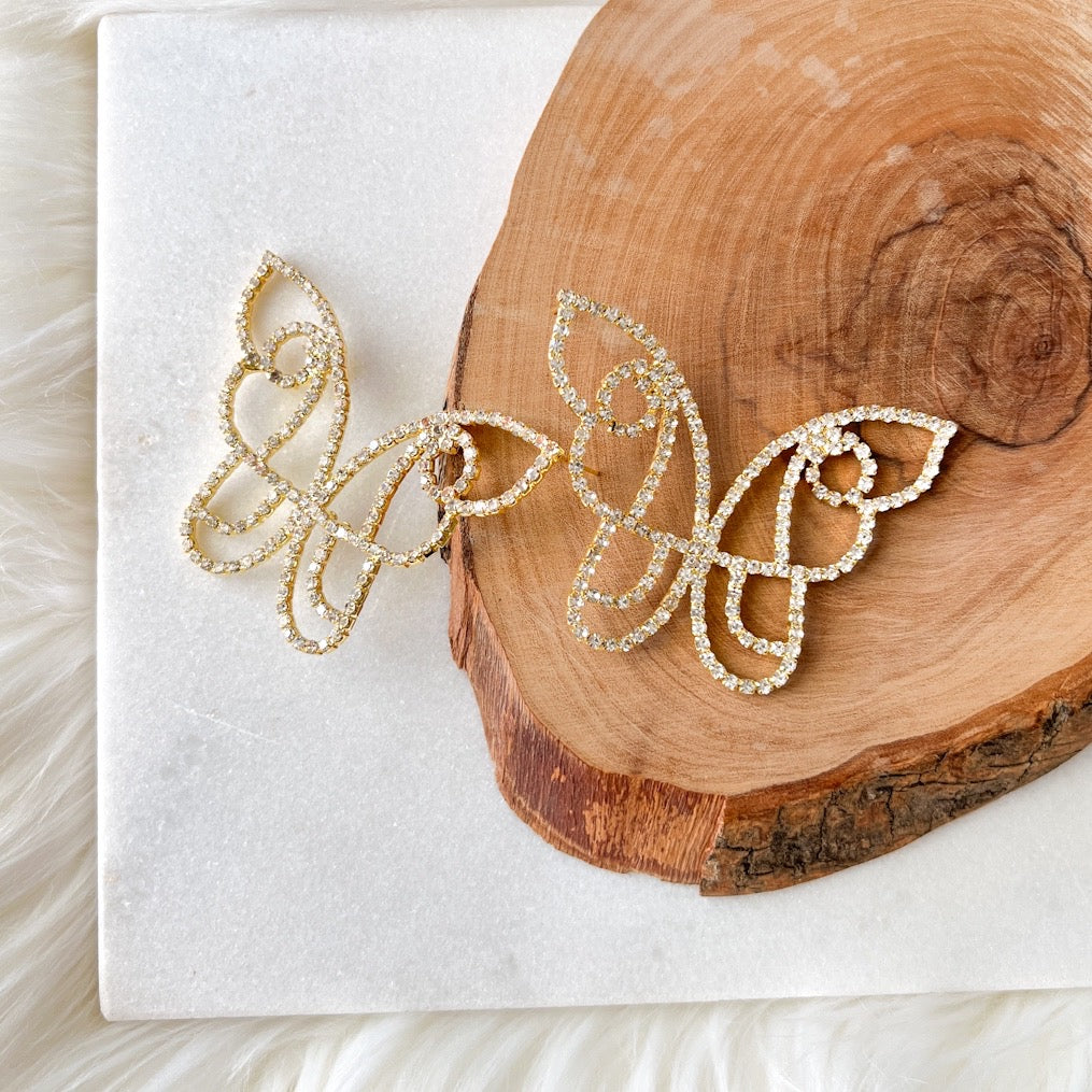Rhinestone Butterfly Statement Earrings - LAST CHANCE!