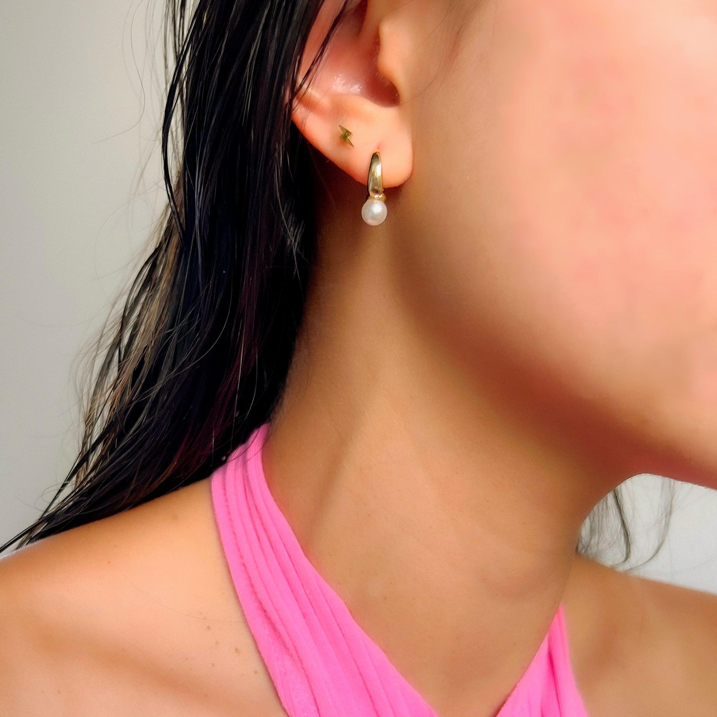 Amara Mini Pearl Huggies - LAST CHANCE