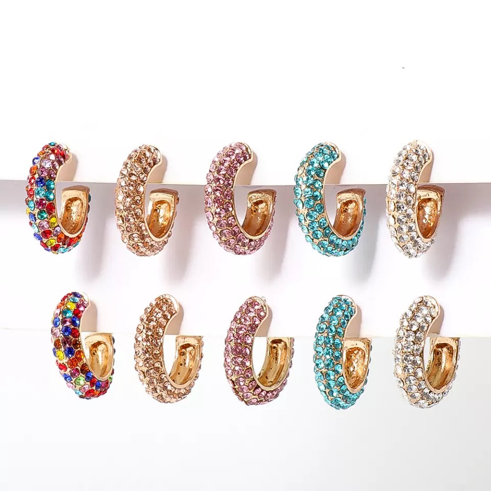 Stella Rhinestone Studded Hoop Earrings