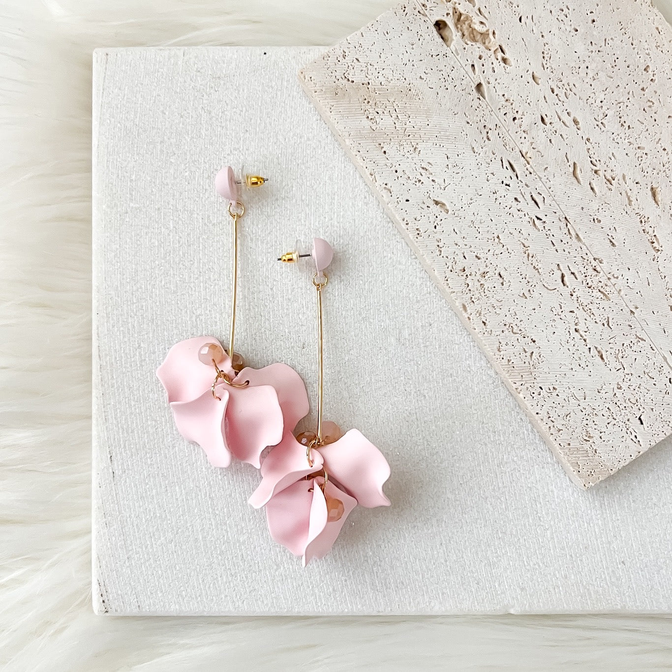 Vanilla Cream Petal Drop Earrings -  LAST CHANCE!