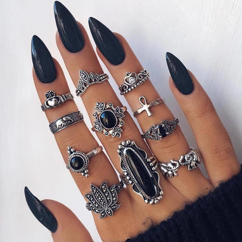 Black Ring Sets - 3 Designs - LAST CHANCE