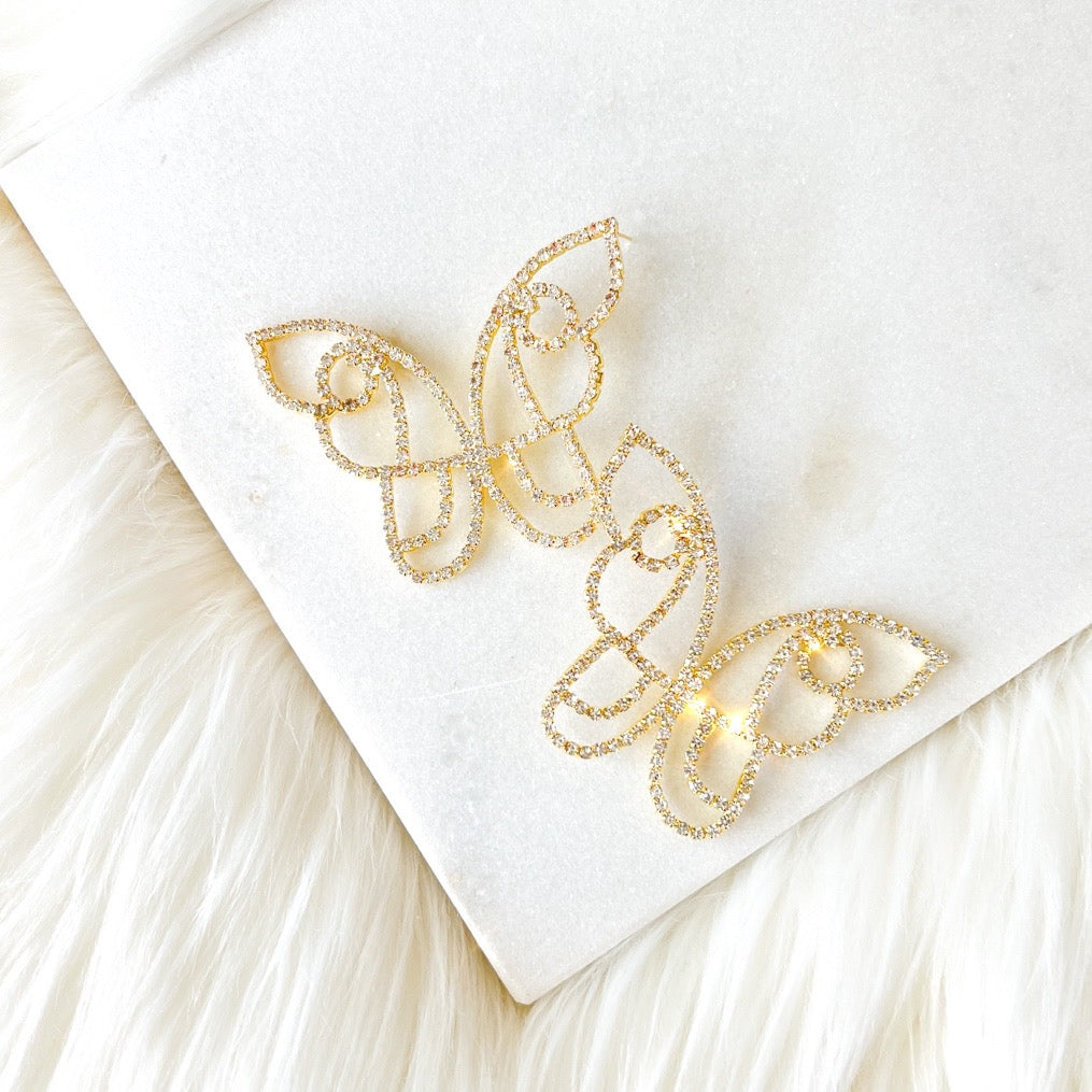 Rhinestone Butterfly Statement Earrings - LAST CHANCE!