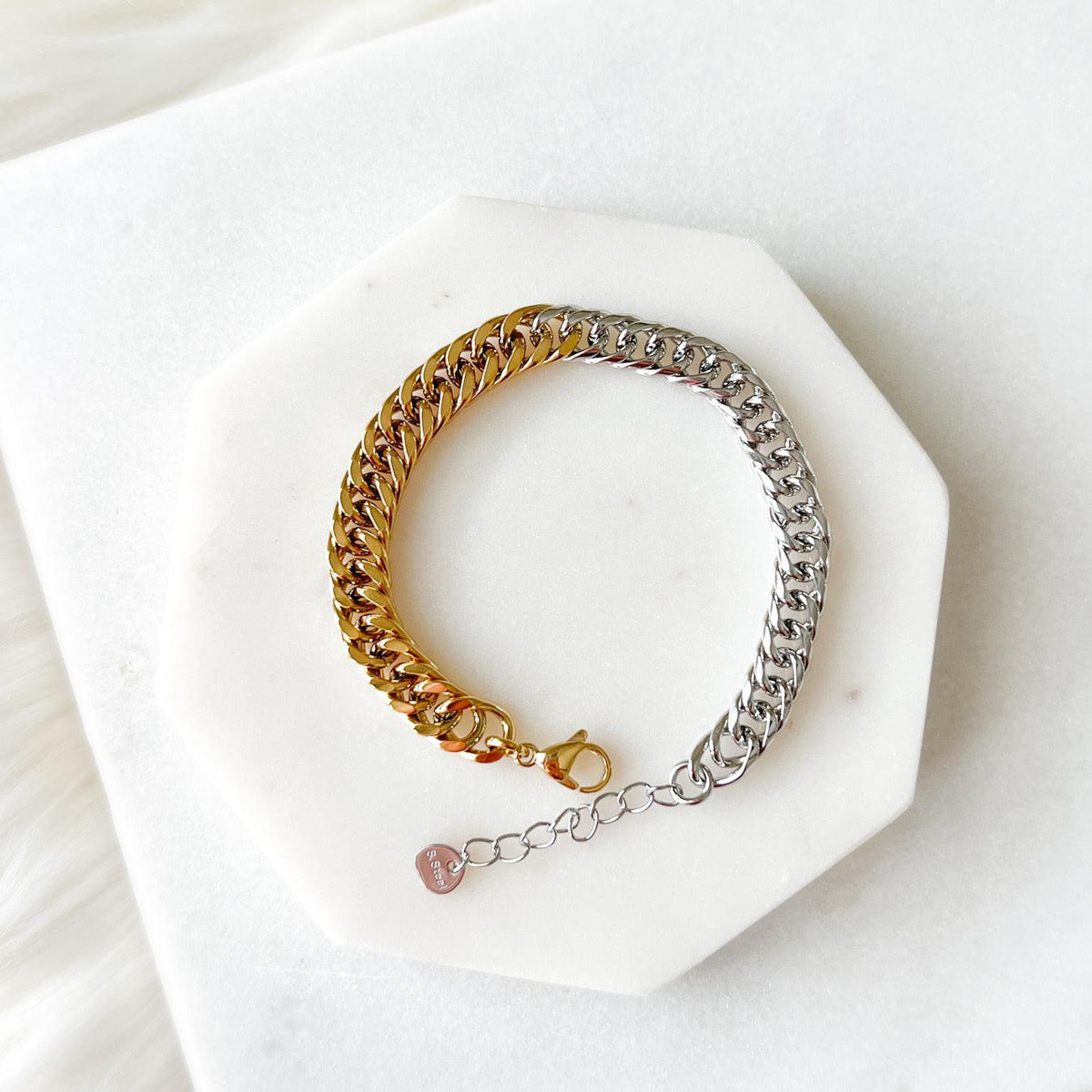 Two Toned Cuban Chain Bracelet