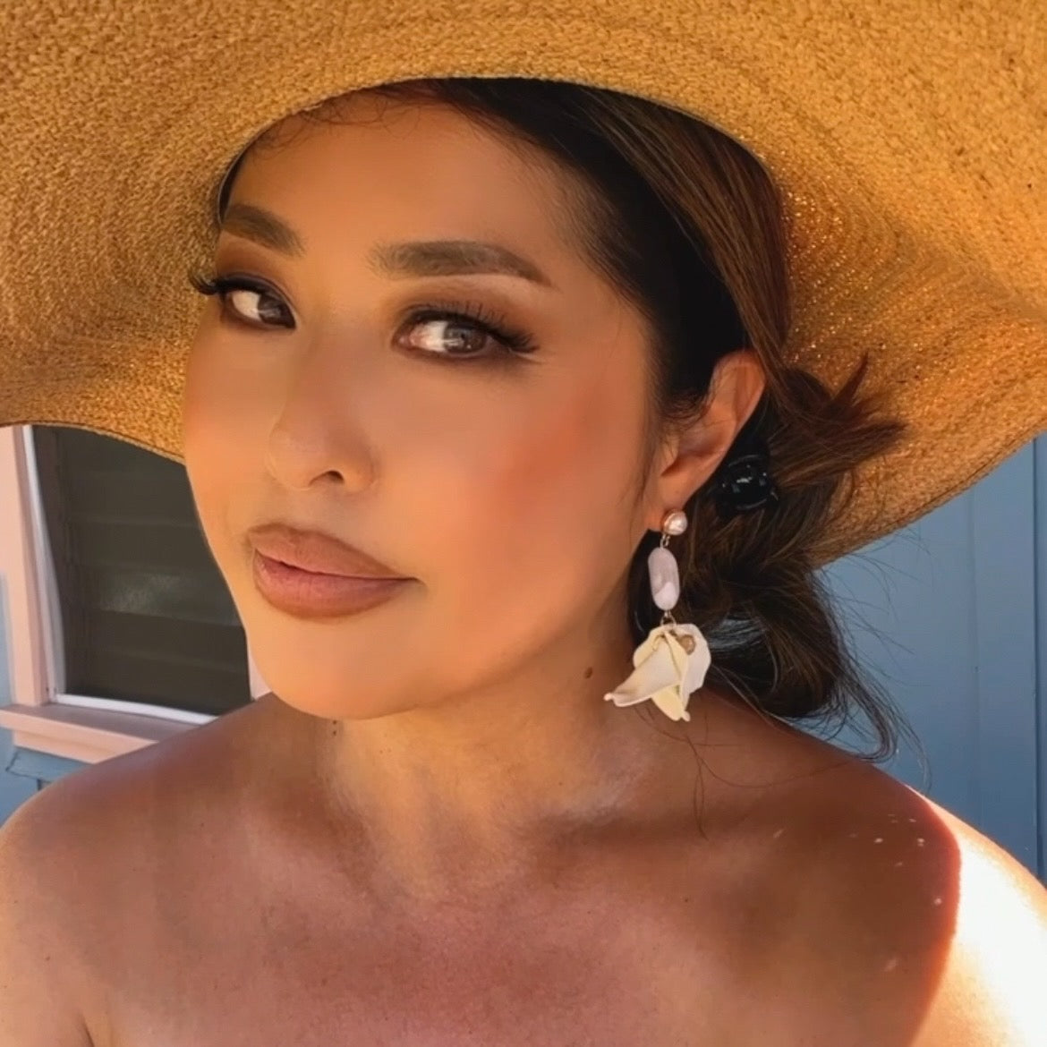 Vanilla Cream Petal Drop Earrings -  LAST CHANCE!