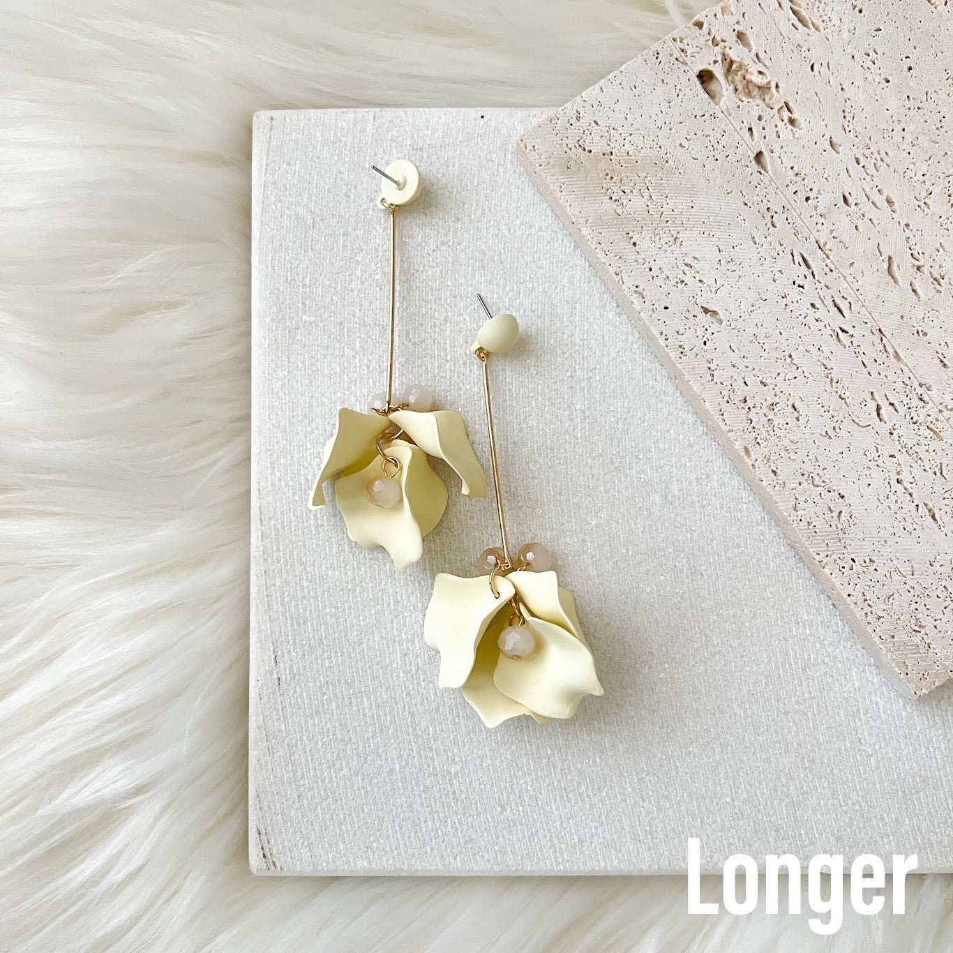 Vanilla Cream Petal Drop Earrings -  LAST CHANCE!