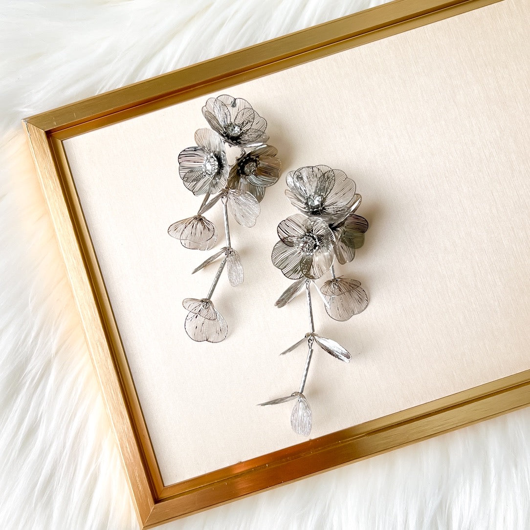 Golden Floral Statement Earrings - LAST CHANCE!