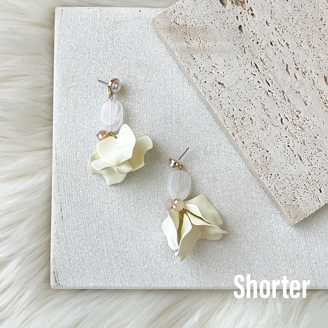 Vanilla Cream Petal Drop Earrings -  LAST CHANCE!