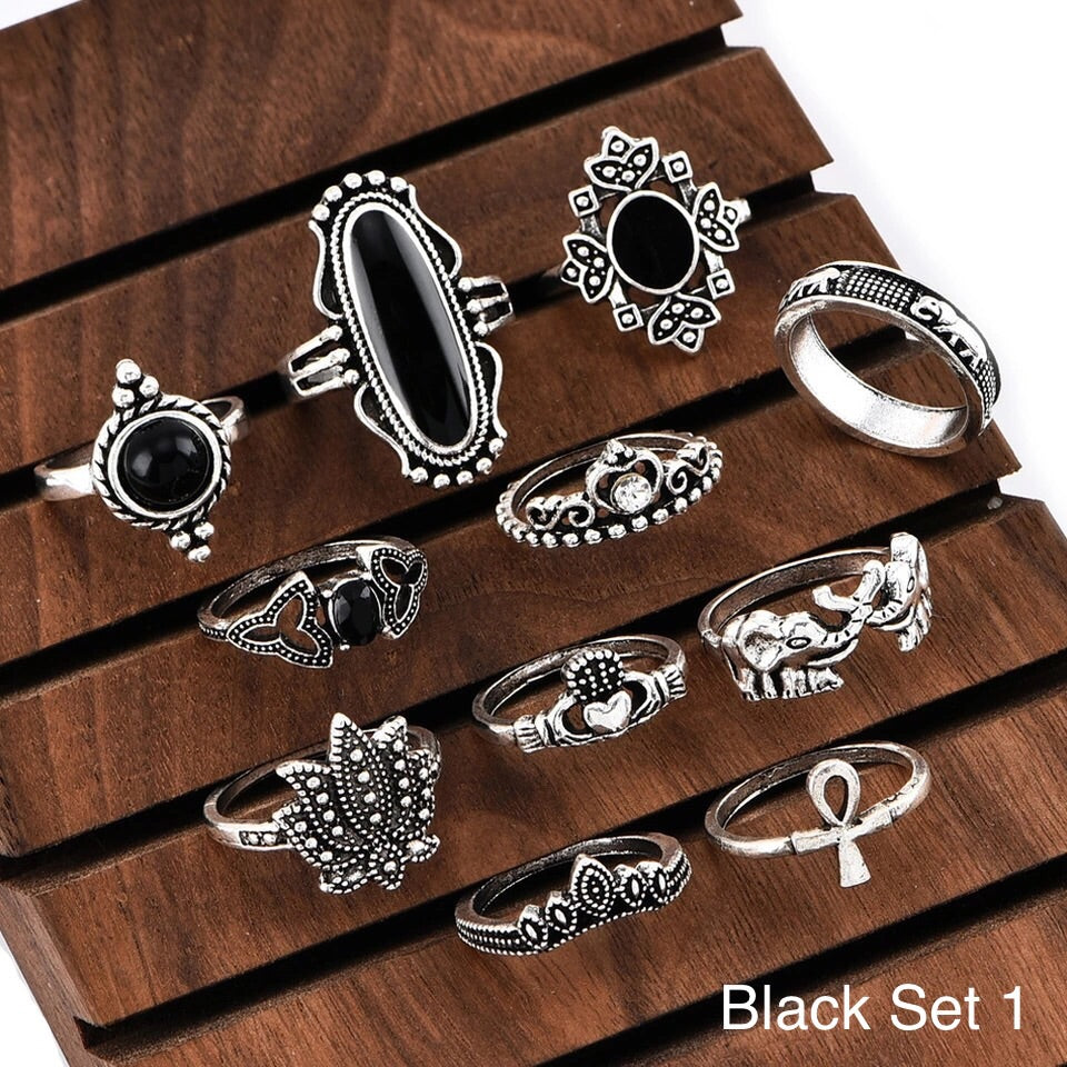 Black Ring Sets - 3 Designs - LAST CHANCE