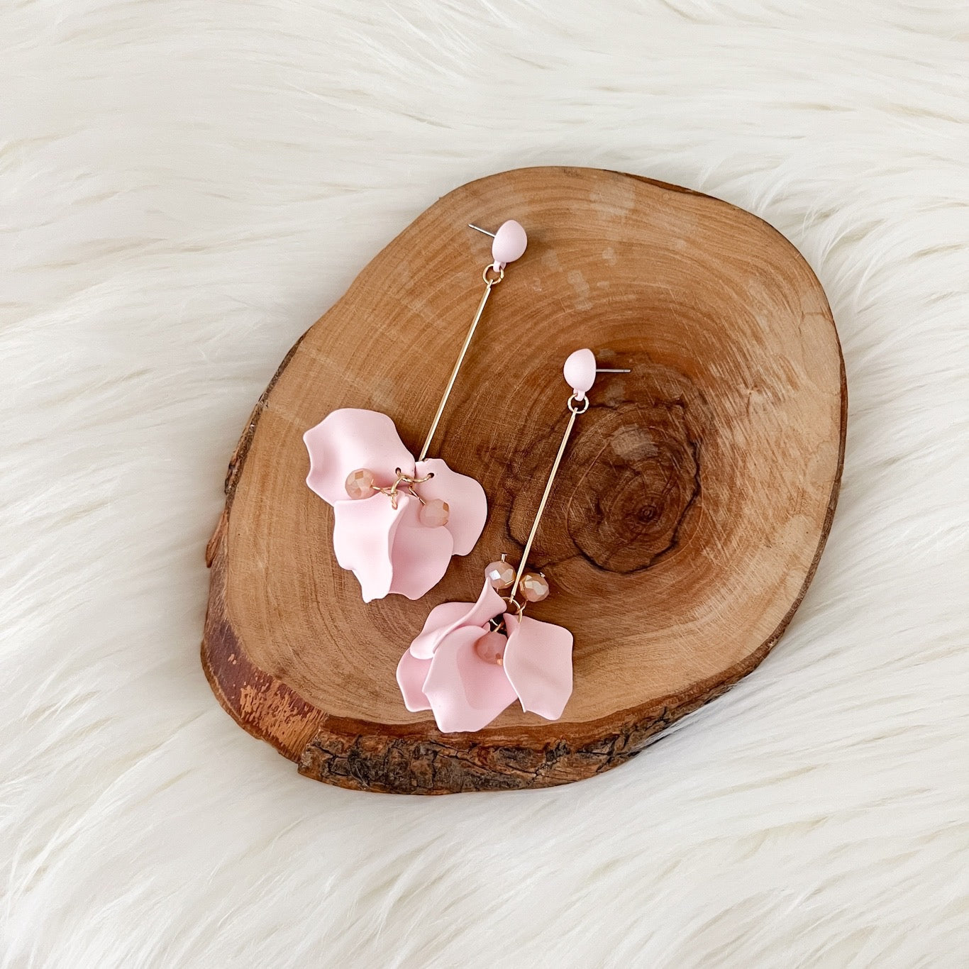 Vanilla Cream Petal Drop Earrings -  LAST CHANCE!