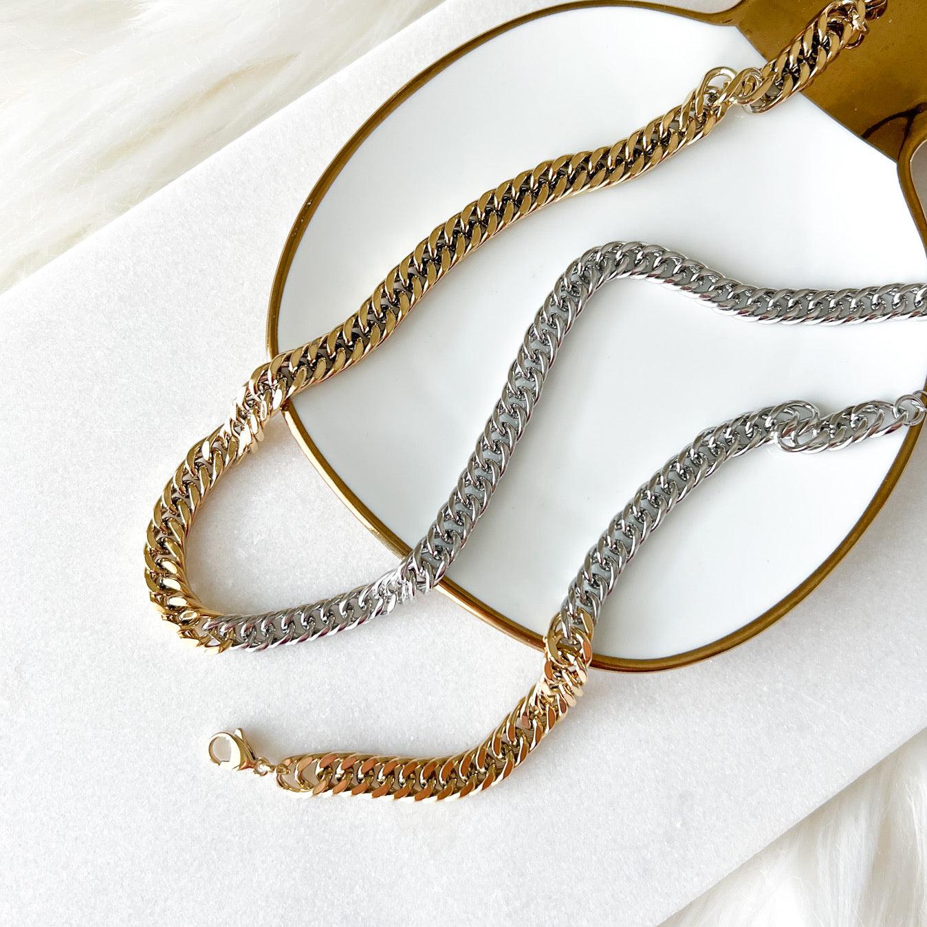 Two Toned Cuban Chain Bracelet