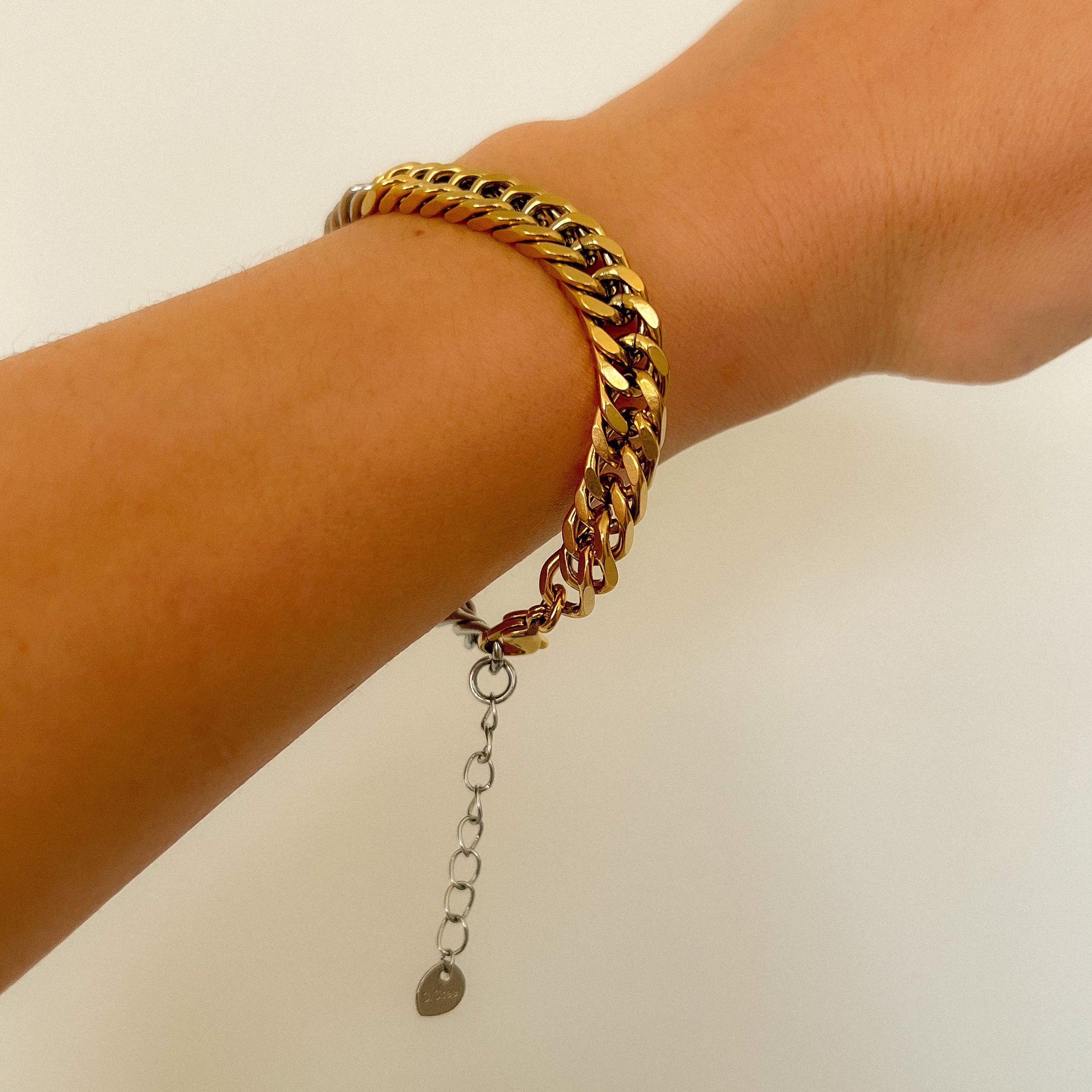 Two Toned Cuban Chain Bracelet