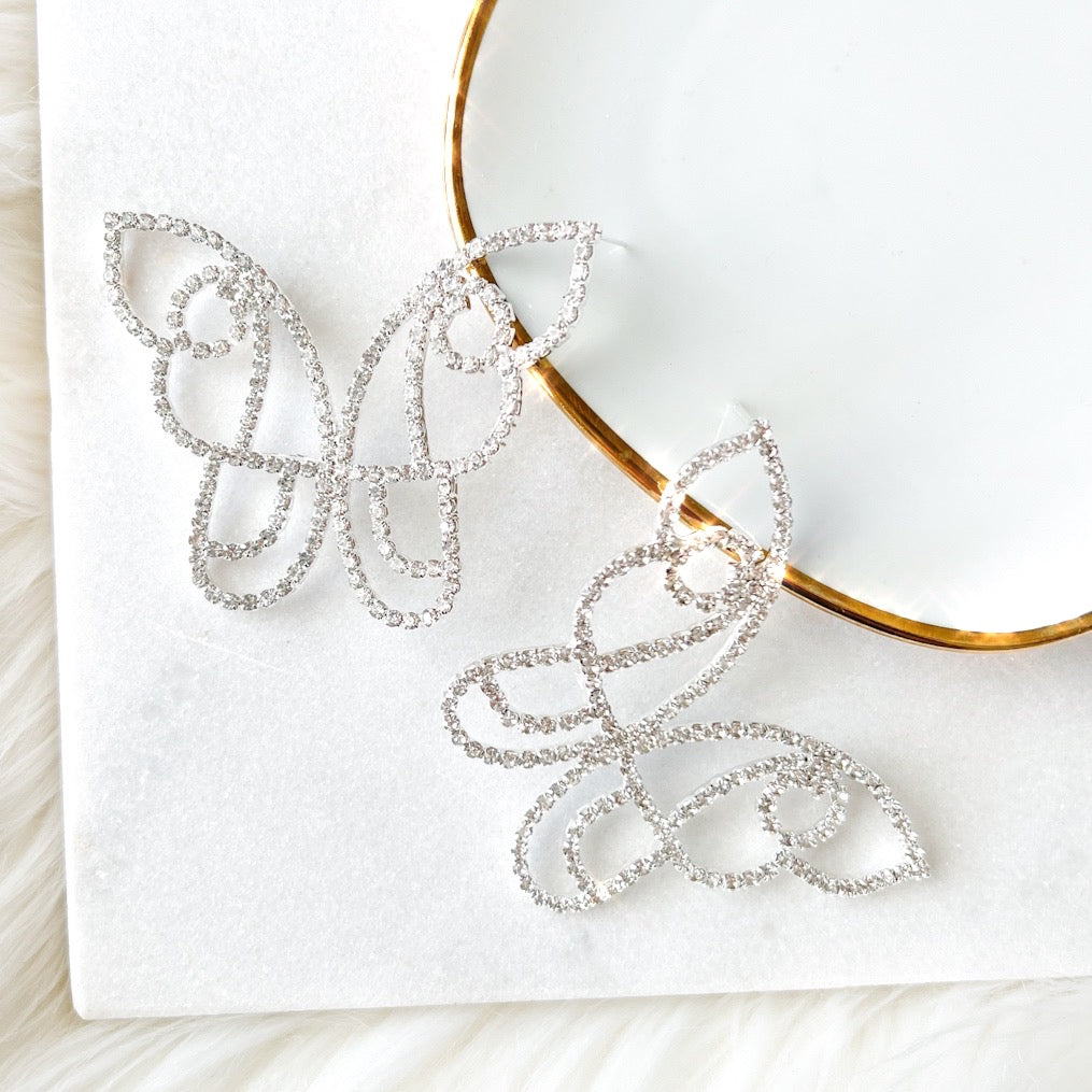 Rhinestone Butterfly Statement Earrings - LAST CHANCE!