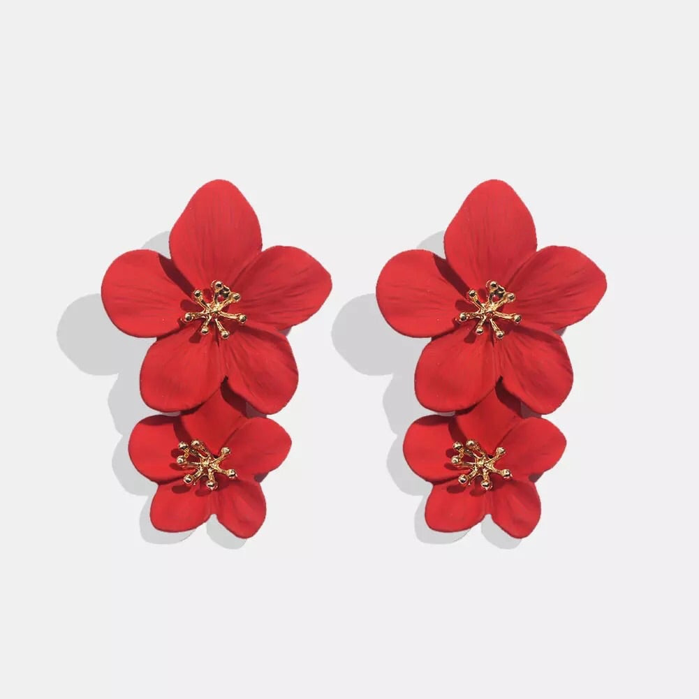 Hibiscus Flower Drop Earrings - LAST CHANCE!