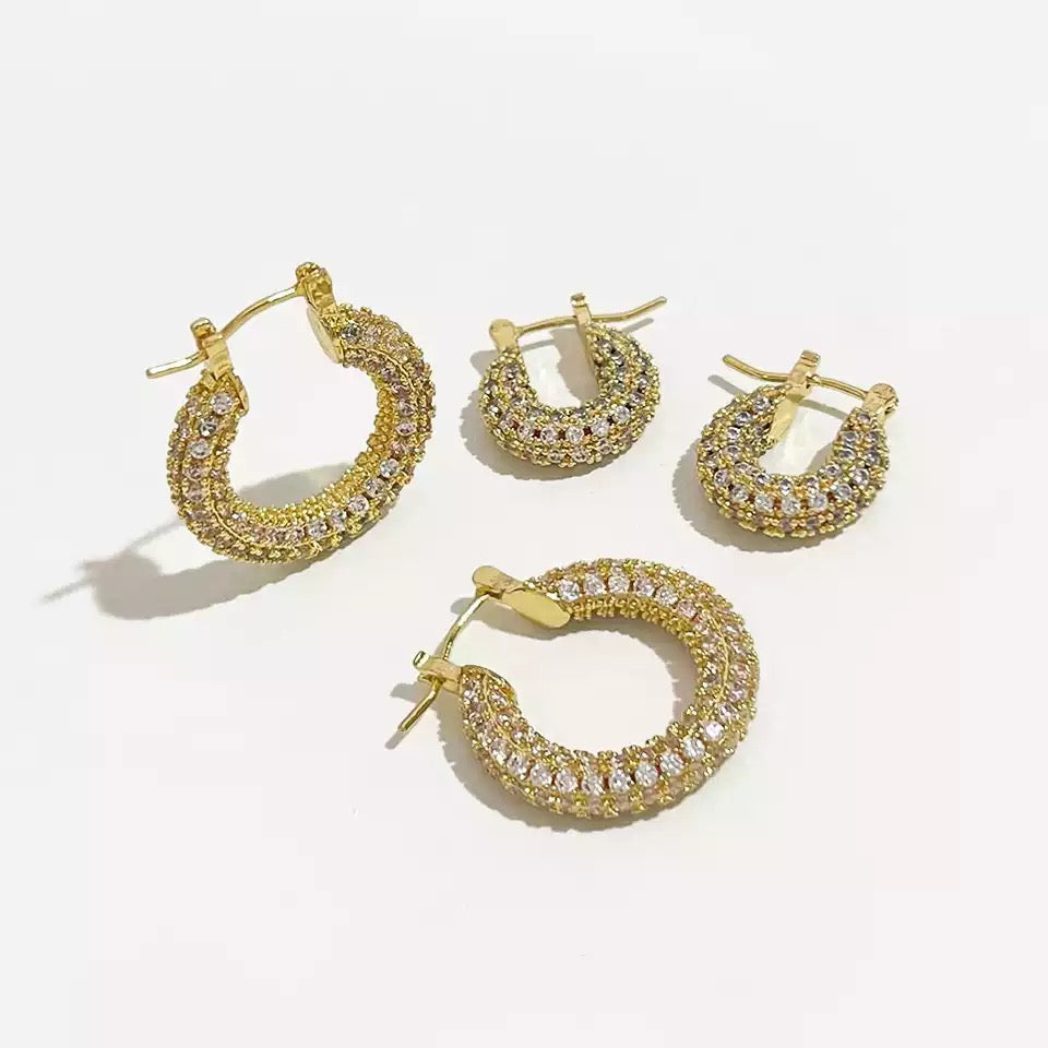 Ella Crystal Studded Hoop Earrings