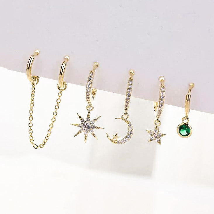 6 Piece Celestial Huggies Earring Set - LAST CHANCE!