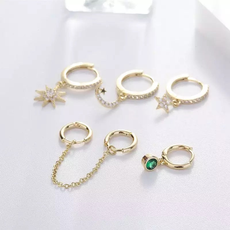 6 Piece Celestial Huggies Earring Set - LAST CHANCE!
